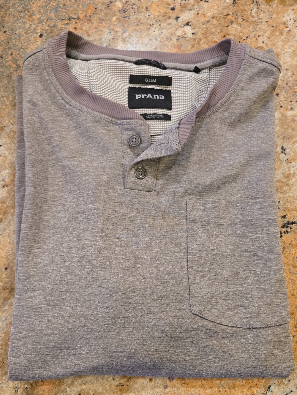 prAna Men’s Slim Henley Pocket Shirt - Light Gray